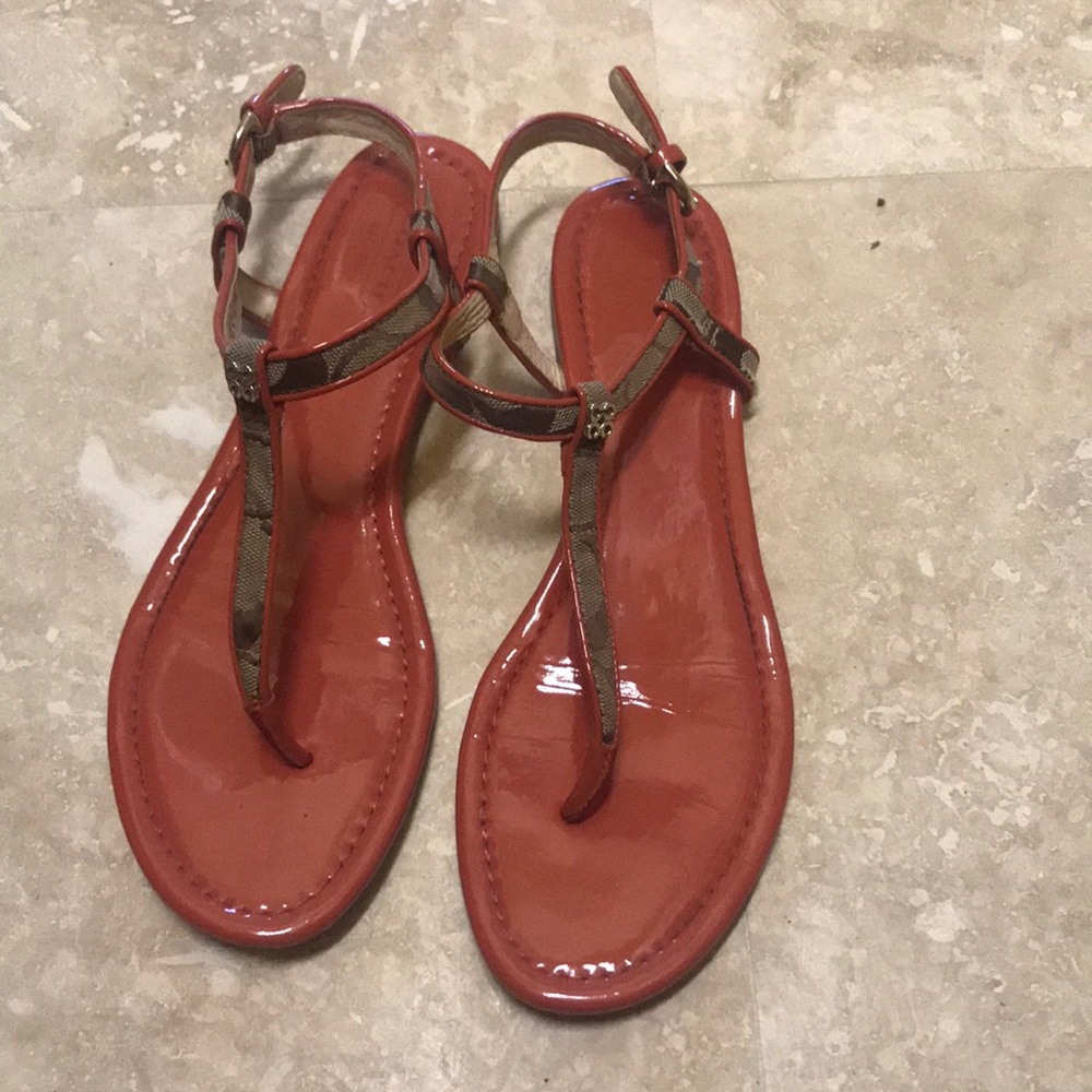 orange coach sandals